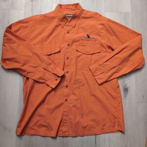 SIMMS Shirt Mens Size XL ORANGE Long Sleeve Button Down Pockets Vented Simms